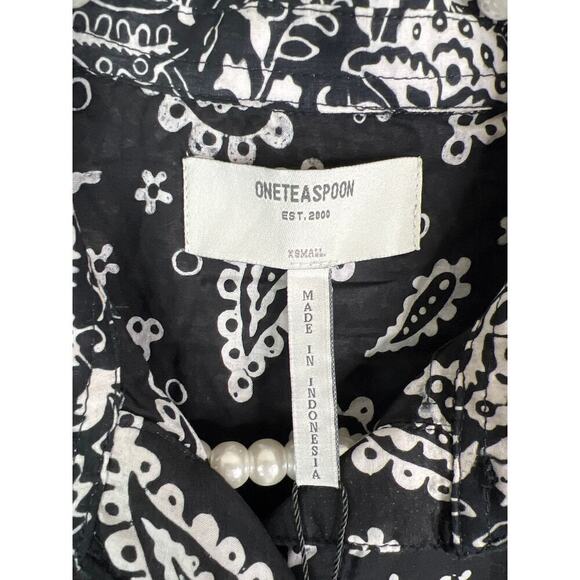 One‎ Teaspoon Hand Batik Paisley Western Shirt - Black NWT Size XS - Picture 9 of 11